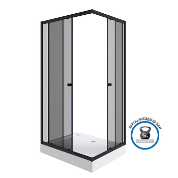 Душевой уголок Niagara Eco 1291432QT 120х90 стекло тонированное профиль черный с поддоном